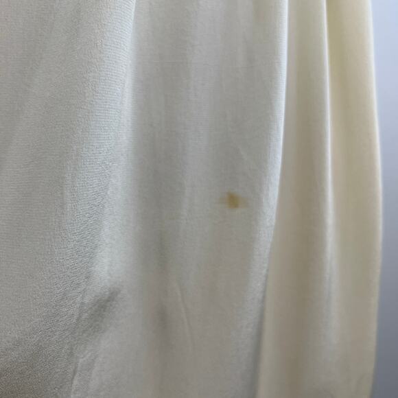 VINTAGE Cedars Beige Top Skirt Silk Floral Embroidered Button-Up Set Size 8 VTG - Picture 15 of 16